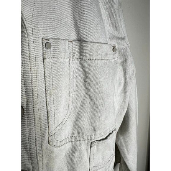 $395 VINCE Linen Italy Cropped Button-front Utility Jacket In Chalk Petite XS - Picture 6 of 16